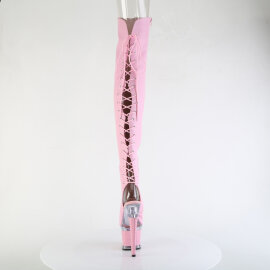 Pleaser SPECTATOR-3030 Plateau Overknee Stiefel Kunstleder Clear Pink