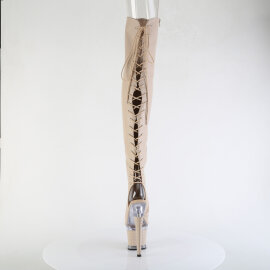 Pleaser SPECTATOR-3030 Plateau Overknee Stiefel Kunstleder Clear Beige
