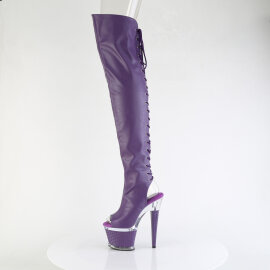 Pleaser SPECTATOR-3030 Plateau Overknee Stiefel Kunstleder Clear Lila