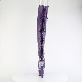 Pleaser SPECTATOR-3030 Plateau Overknee Stiefel Kunstleder Clear Lila