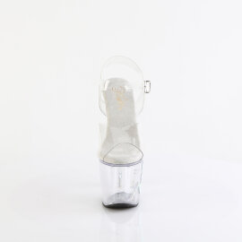 Pleaser UNICORN-708TGRS Plateau Sandaletten Clear Strass...