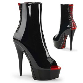 Pleaser Stiefelette DELIGHT-1025 Schwarz Rot EU-35 / US-5