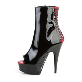 Pleaser Stiefelette DELIGHT-1025 Schwarz Rot EU-35 / US-5