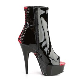 Pleaser Stiefelette DELIGHT-1025 Schwarz Rot EU-35 / US-5