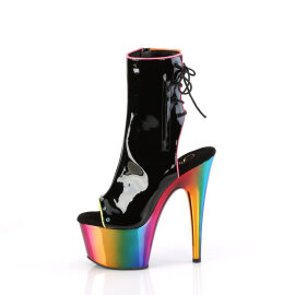 Pleaser ADORE-1018RC-02 Plateau Stiefeletten Lack Chrom Schwarz Bunt EU-35 / US-5