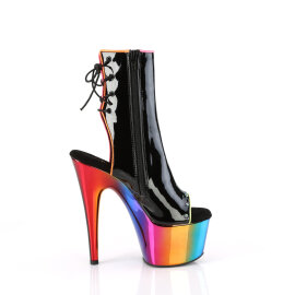 Pleaser ADORE-1018RC-02 Plateau Stiefeletten Lack Chrom Schwarz Bunt EU-36 / US-6
