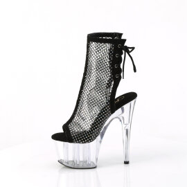 Pleaser ADORE-1018RM Plateau Sandaletten Kunstleder Clear Strass Schwarz EU-39 / US-9