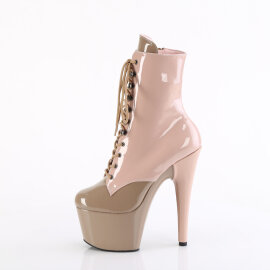 Pleaser ADORE-1020DC Plateau Stiefeletten Lack Beige EU-38 / US-8