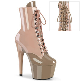 Pleaser ADORE-1020DC Plateau Stiefeletten Lack Beige...