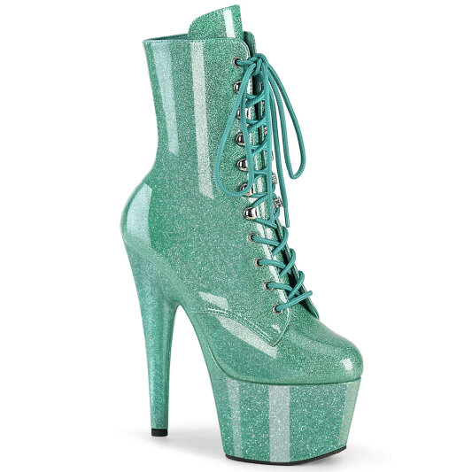 Pleaser ADORE-1020GP Plateau Stiefeletten Lack Glitter Türkis EU-42 / US-12