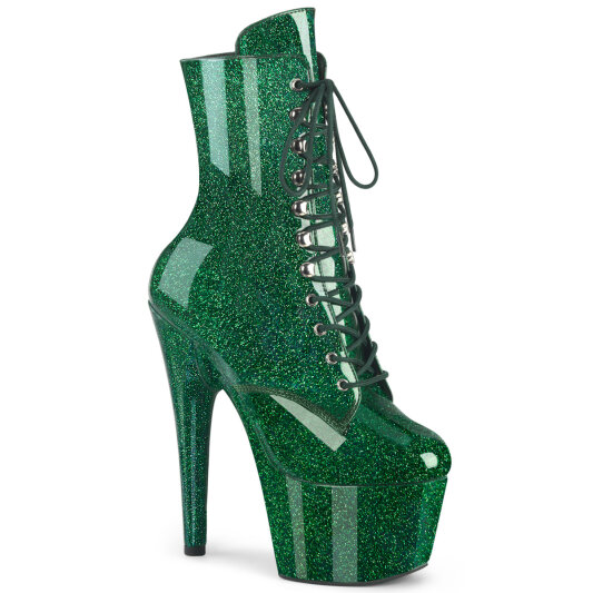 Pleaser ADORE-1020GP Plateau Stiefeletten Lack Glitter Grün EU-36 / US-6