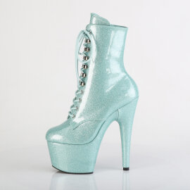 Pleaser ADORE-1020GP Plateau Stiefeletten Lack Glitter Mintgrün EU-38 / US-8