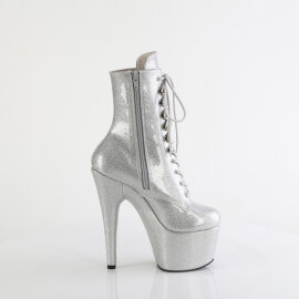 Pleaser ADORE-1020GP Plateau Stiefeletten Lack Glitter Silber EU-35 / US-5