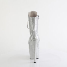 Pleaser ADORE-1020GP Plateau Stiefeletten Lack Glitter Silber EU-43 / US-13