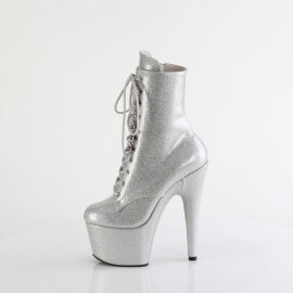 Pleaser ADORE-1020GP Plateau Stiefeletten Lack Glitter Silber EU-44 / US-14