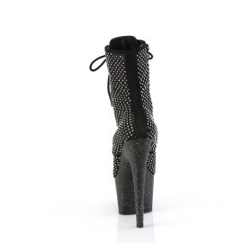 Pleaser ADORE-1020RM Plateau Stiefeletten Kunstleder Strass Mesh Schwarz EU-37 / US-7