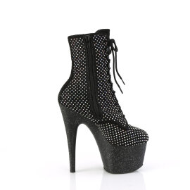 Pleaser ADORE-1020RM Plateau Stiefeletten Kunstleder Strass Mesh Schwarz EU-42 / US-12