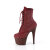 Pleaser ADORE-1020RM Plateau Stiefeletten Kunstleder Strass Mesh Burgundrot EU-42 / US-12