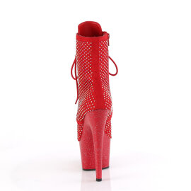 Pleaser ADORE-1020RM Plateau Stiefeletten Kunstleder Strass Mesh Rot EU-40 / US-10