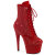 Pleaser ADORE-1020RM Plateau Stiefeletten Kunstleder Strass Mesh Rot EU-40 / US-10