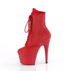 Pleaser ADORE-1020RM Plateau Stiefeletten Kunstleder Strass Mesh Rot EU-41 / US-11