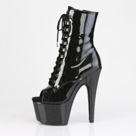 Pleaser ADORE-1021GP Plateau Stiefeletten Lack Glitter Schwarz EU-37 / US-7