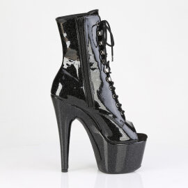 Pleaser ADORE-1021GP Plateau Stiefeletten Lack Glitter Schwarz EU-39 / US-9