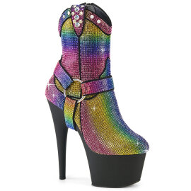 Pleaser ADORE-1029RS Plateau Stiefeletten Strass Bunt...