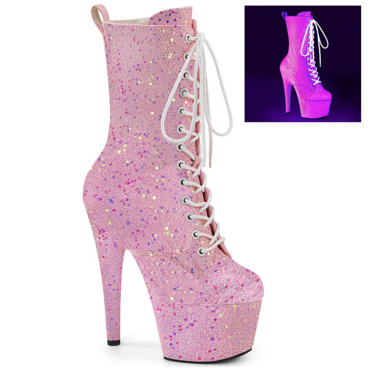 Pleaser ADORE-1040IG Plateau Stiefeletten Glitter Neon Pink EU-35 / US-5