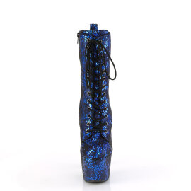 Pleaser ADORE-1040SPF Plateau Stiefeletten Stoff Metallic Snakeprint Blau EU-35 / US-5