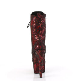 Pleaser ADORE-1040SPF Plateau Stiefeletten Stoff Metallic Snakeprint Rot EU-36 / US-6