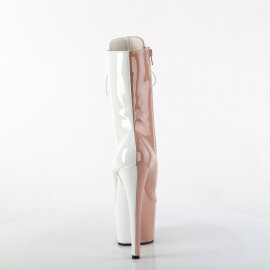 Pleaser ADORE-1040TT Plateau Stiefeletten Lack Weiß Beige EU-43 / US-13