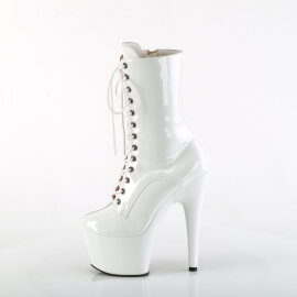 Pleaser ADORE-1040TT Plateau Stiefeletten Lack Weiß Beige EU-44 / US-14
