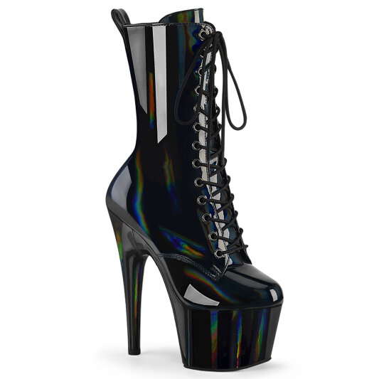 Pleaser ADORE-1040WR-HG Plateau Stiefeletten Lack Holograma Schwarz EU-39 / US-9