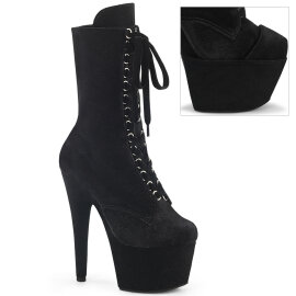 Pleaser ADORE-1045VEL Plateau Stiefeletten Samt Schwarz EU-40 / US-10