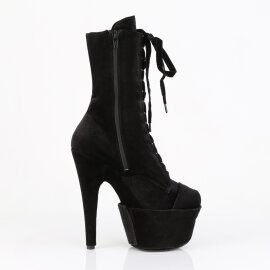 Pleaser ADORE-1045VEL Plateau Stiefeletten Samt Schwarz EU-41 / US-11