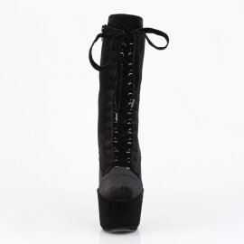 Pleaser ADORE-1045VEL Plateau Stiefeletten Samt Schwarz EU-42 / US-12