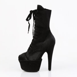 Pleaser ADORE-1045VEL Plateau Stiefeletten Samt Schwarz EU-42 / US-12