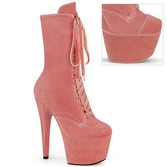 Pleaser ADORE-1045VEL Plateau Stiefeletten Samt Pink EU-36 / US-6