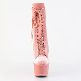 Pleaser ADORE-1045VEL Plateau Stiefeletten Samt Pink EU-42 / US-12