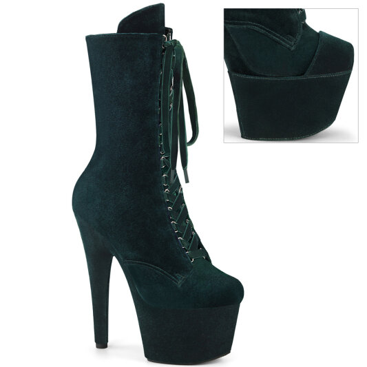 Pleaser ADORE-1045VEL Plateau Stiefeletten Samt Grün EU-35 / US-5