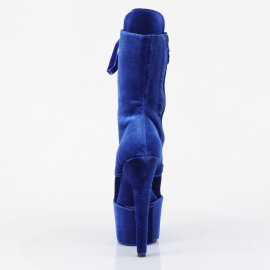 Pleaser ADORE-1045VEL Plateau Stiefeletten Samt Blau EU-37 / US-7