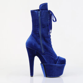 Pleaser ADORE-1045VEL Plateau Stiefeletten Samt Blau EU-42 / US-12