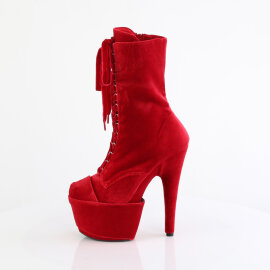 Pleaser ADORE-1045VEL Plateau Stiefeletten Samt Rot EU-36 / US-6