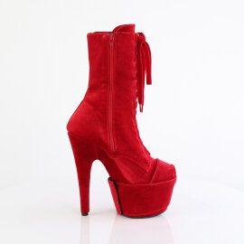 Pleaser ADORE-1045VEL Plateau Stiefeletten Samt Rot EU-36 / US-6