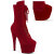 Pleaser ADORE-1045VEL Plateau Stiefeletten Samt Rot EU-36 / US-6