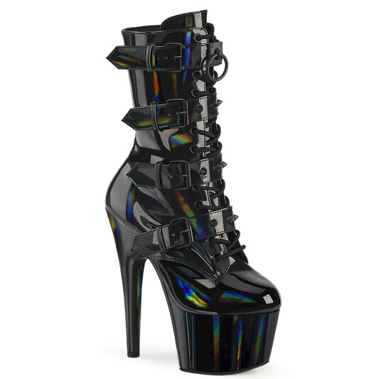 Pleaser ADORE-1046 Plateau Stiefeletten Lack Holograma Schwarz EU-36 / US-6