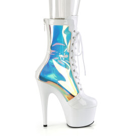 Pleaser ADORE-1047 Plateau Stiefeletten Lack Holograma Weiß EU-37 / US-7