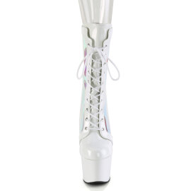 Pleaser ADORE-1047 Plateau Stiefeletten Lack Holograma Weiß EU-38 / US-8