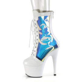 Pleaser ADORE-1047 Plateau Stiefeletten Lack Holograma Weiß EU-38 / US-8